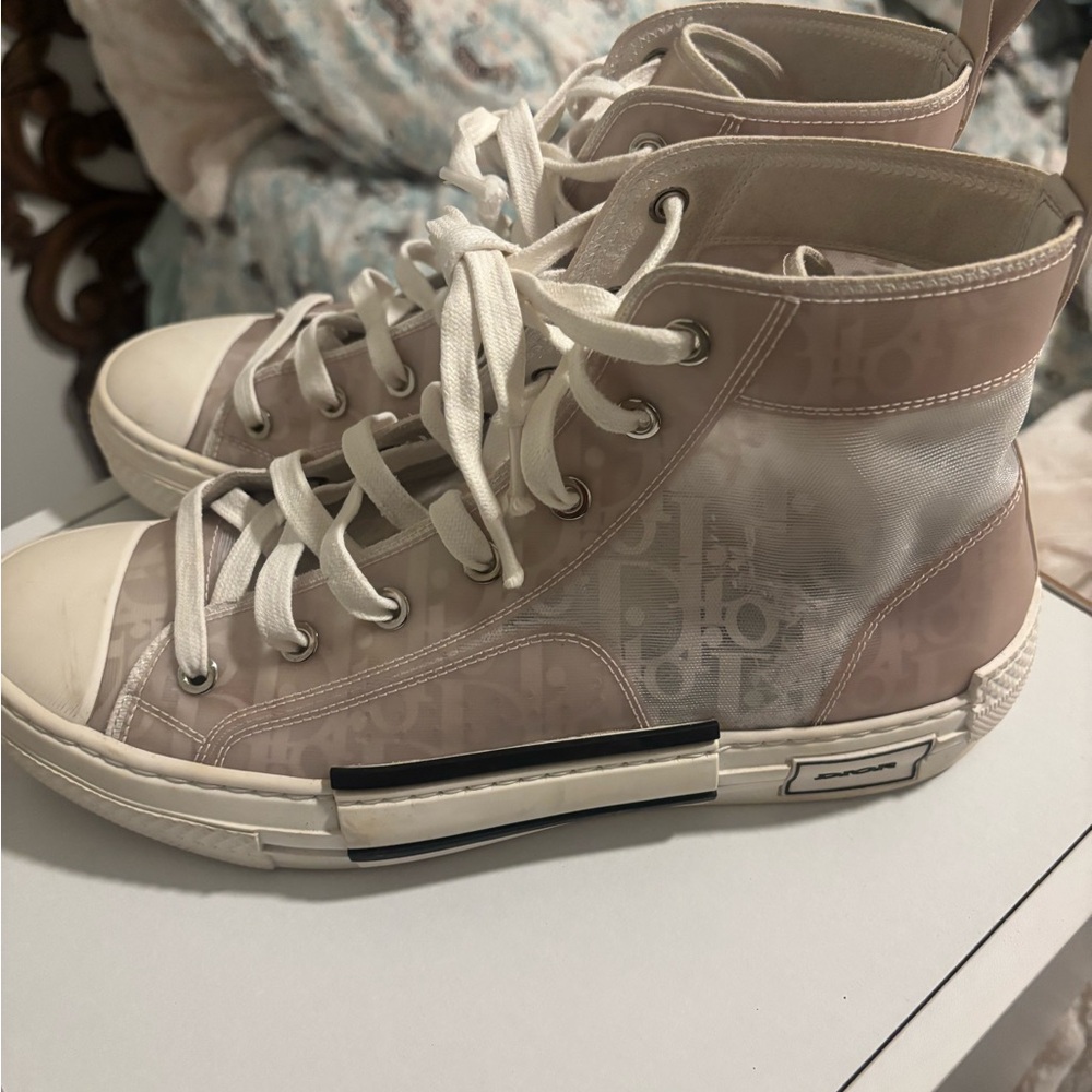 Dior men’s  High-Top Sneakers - Cream and White